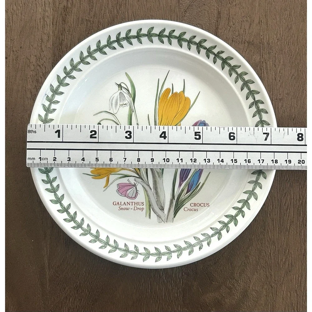 Portmeirion Botanic Garden Bread & Butter Plate Galanthus Crocus Snow Drop 7.25